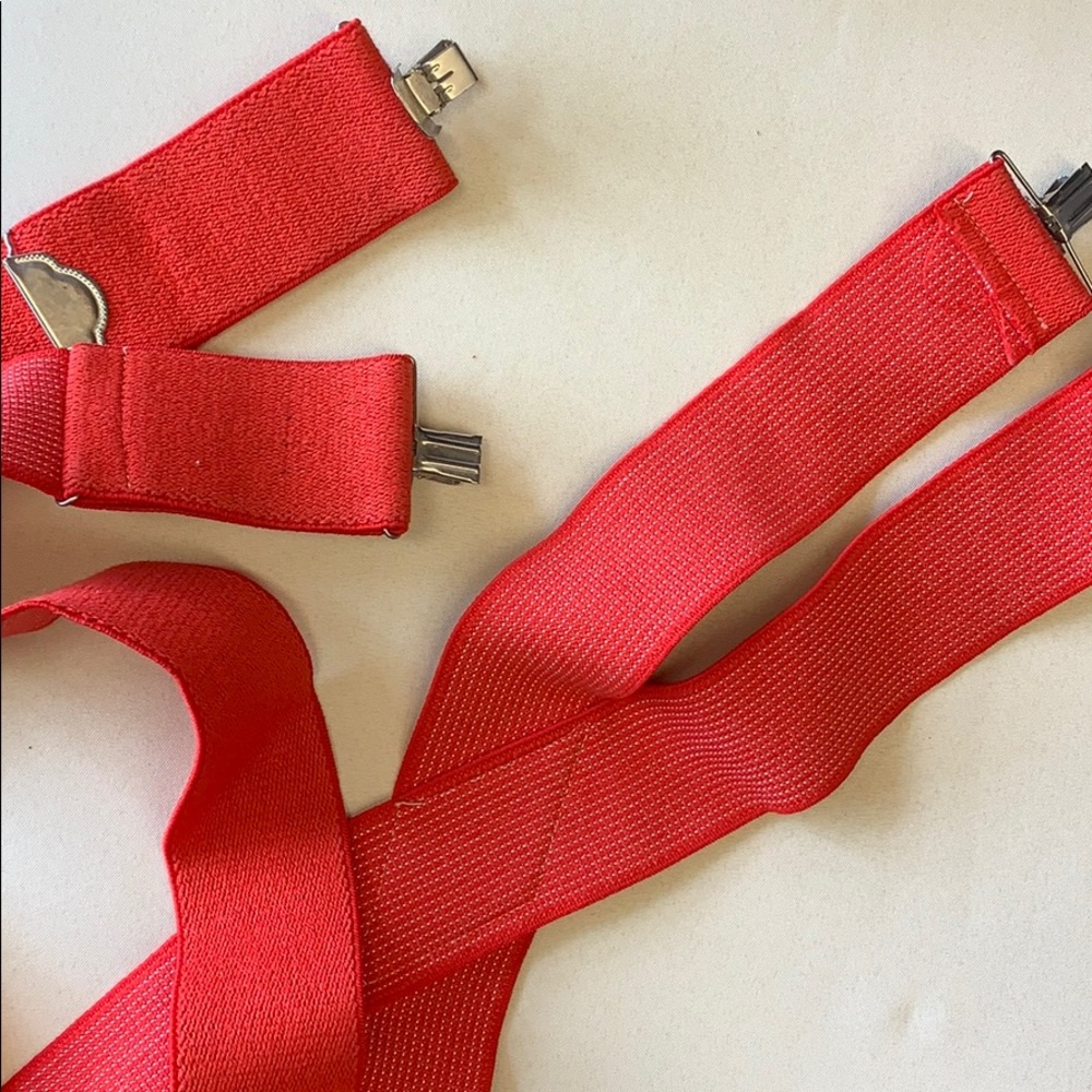 Vintage Red Thick Suspenders | 70’s Grandpa Gear | Rockabilly Punk Rock Hipster - Picture 4 of 10